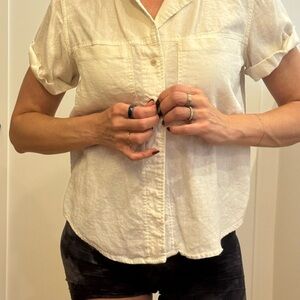 Women's Cream Button-Up Shirt linen